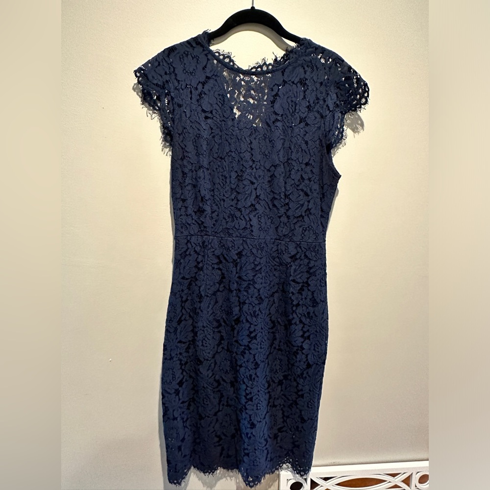 Merokeety medium wedding or cocktail dress. Navy blue, back zipper.